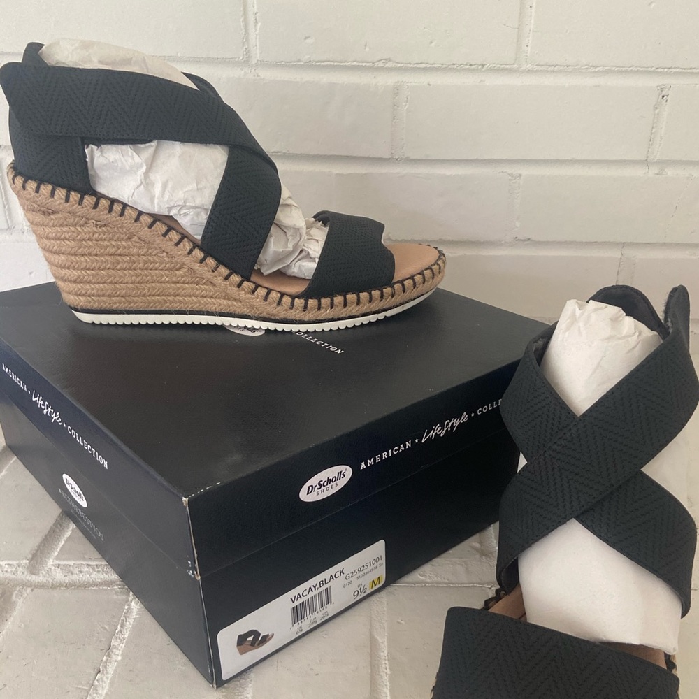 DR. SCHOLL'S WOMENS VACAY WEDGE - BLACK